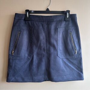 LOFT Dark Gray Suede Mini Skirt with Gold Zipper Pockets